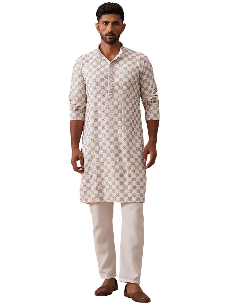Jompers Classic Cotton Blend Embroidered Straight Kurta Set for Men - Image 1