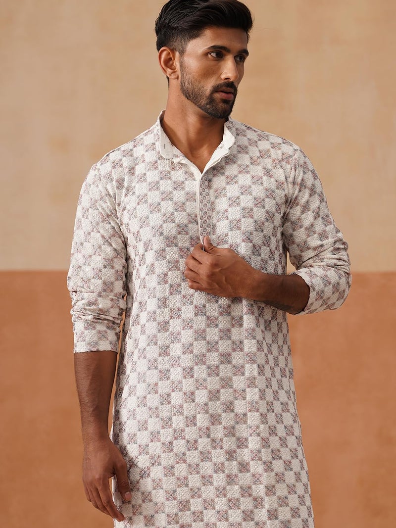 Jompers Classic Cotton Blend Embroidered Straight Kurta Set for Men - Image 5