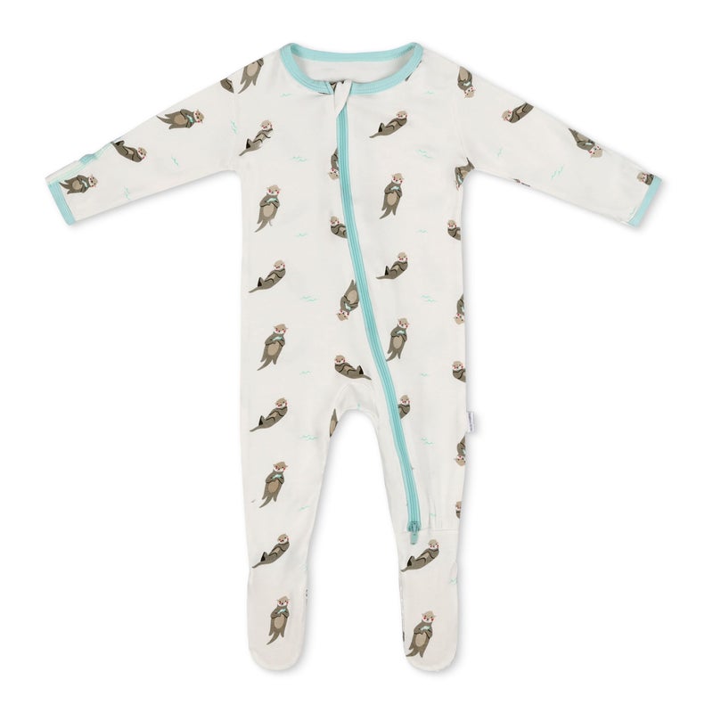 Bamboo Little Soft Baby Footie Pajamas Baby Clothes Newborn Sleepers 95 Viscose and 5 Spandex Otter 03 Months