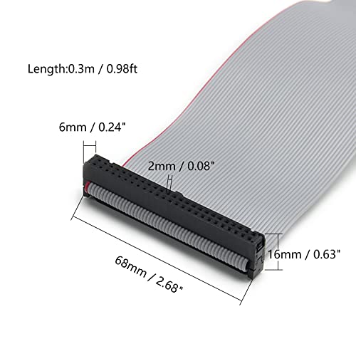 Fielect 2pcs IDC 50 Pin Connector Gray Wire Flat Ribbon Cable Connector Length 30cm 2.54mm Pitch - Image 2