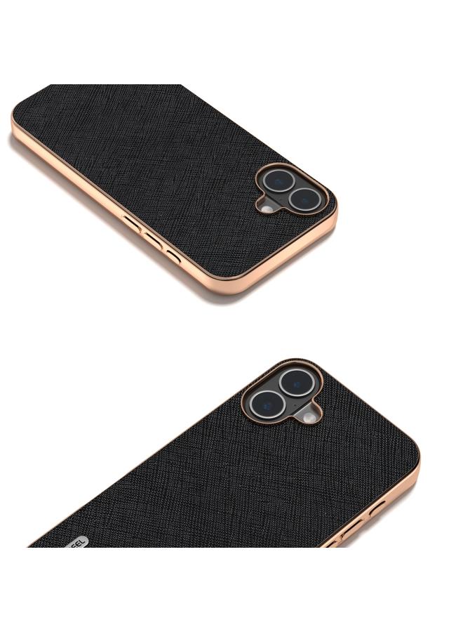 اس-توب جراب هاتف من الجلد الأصلي بتصميم متقاطع وإطار مطلي بالكهرباء لهاتف iPhone 16 Plus من ABEEL - Image 3