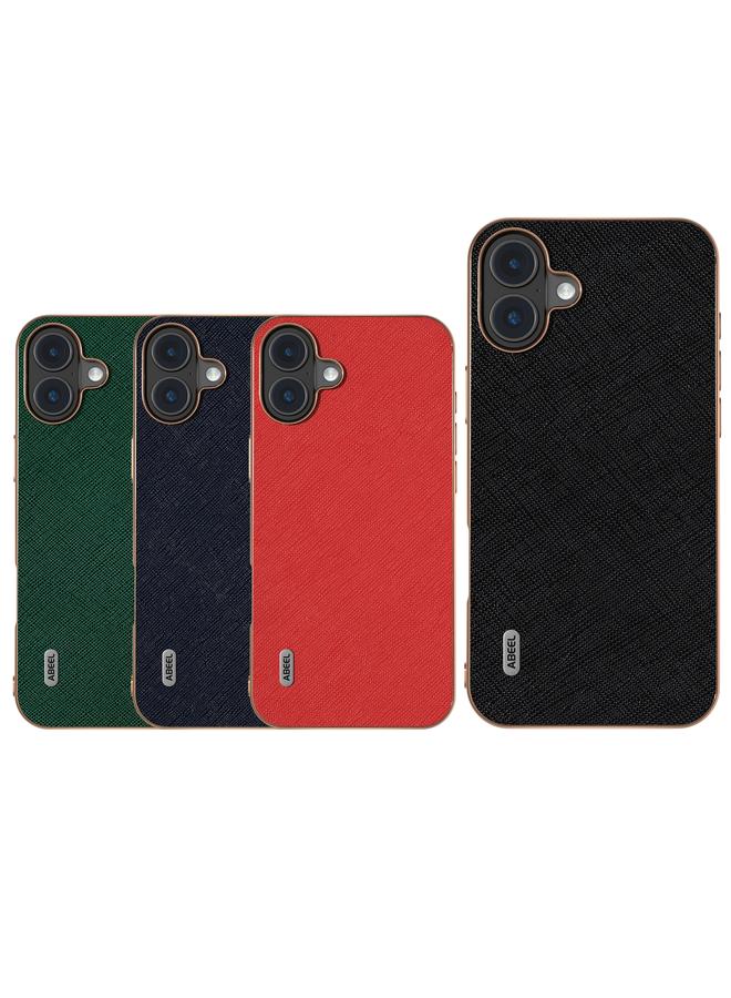 اس-توب جراب هاتف من الجلد الأصلي بتصميم متقاطع وإطار مطلي بالكهرباء لهاتف iPhone 16 Plus من ABEEL - Image 5