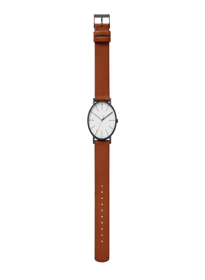 Skagen Mens Quartz Watch, Analog Display and Leather Strap SKW6374 - Image 3