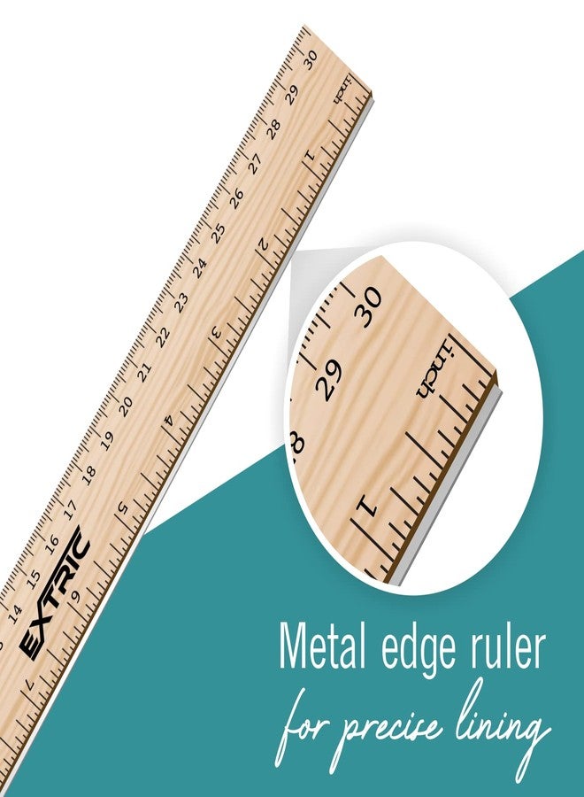 EXTRIC Rulers 4 Pack - Rulers 12 Inch, Wood Ruler with Metal Edge Great for School, Classroom, Home, and Office - Image 4
