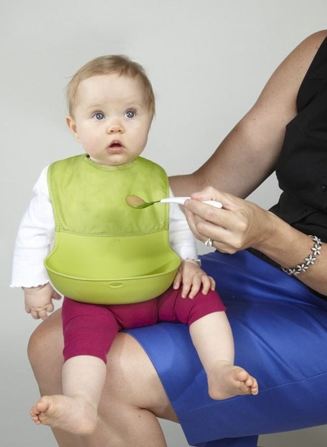 Waterproof Silicone Roll Up  Feeding Baby Bib with Comfort-Fit Fabric Neck - Image 3