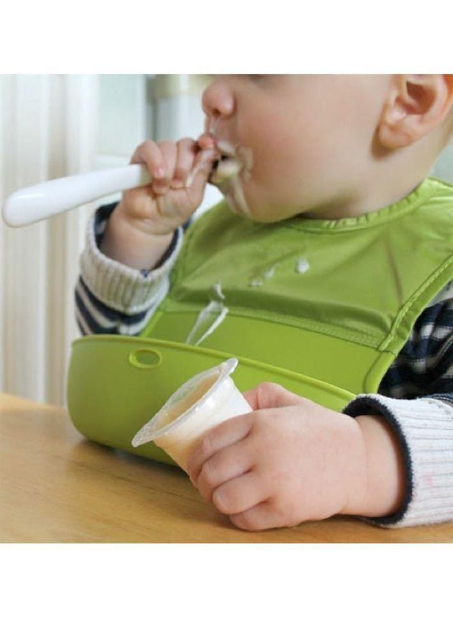 Waterproof Silicone Roll Up  Feeding Baby Bib with Comfort-Fit Fabric Neck - Image 5