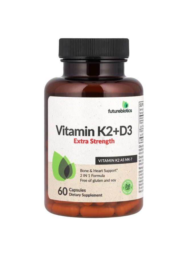 Futurebiotics, Vitamin K2 + D3, Extra Strength, 60 Capsules - Image 1
