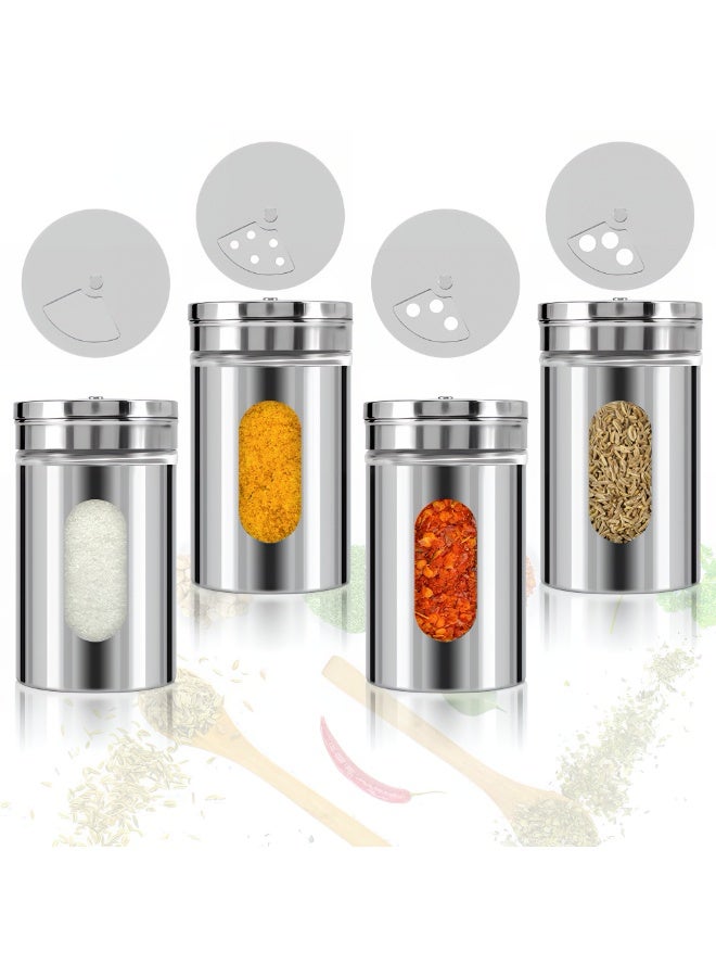 TrustMate Stainless Steel Glass Spice Jars Set of 2, Seasoning Containers with Adjustable Lid, Transparent Window, Durable Spice Storage Jars for Kitchen, Restaurant, Home Use - Image 5