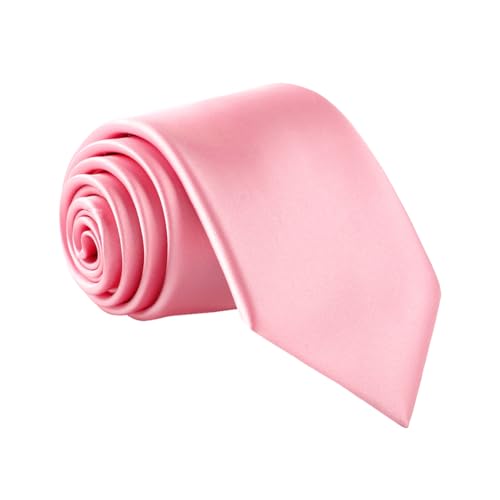 fortunatever Men's Solid Satin Necktie,Blush Pink Ties For Men With Gift Box - Image 5