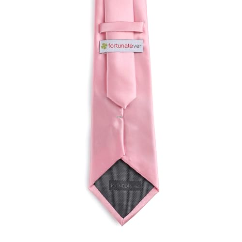 fortunatever Men's Solid Satin Necktie,Blush Pink Ties For Men With Gift Box - Image 2