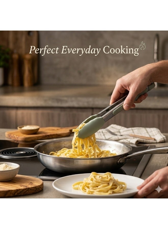 جوا طقم ملقط مطبخ من جوي قطعتين، رؤوس سيليكون مقاومة للحرارة مع جسم متين، ملقط طهي مع قفل منزلق ومقبض مانع للانزلاق، مناسب للشواء والتقديم والطبخ اليومي - Image 4