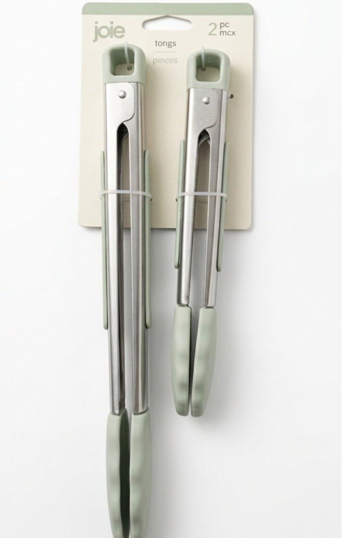 جوا طقم ملقط مطبخ من جوي قطعتين، رؤوس سيليكون مقاومة للحرارة مع جسم متين، ملقط طهي مع قفل منزلق ومقبض مانع للانزلاق، مناسب للشواء والتقديم والطبخ اليومي - Image 1