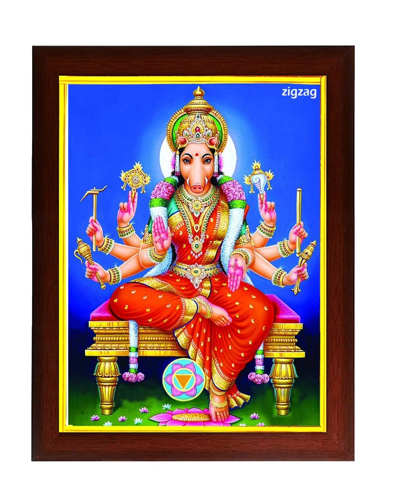 zig zag Varahi Amman Photo Frame For wall  Pooja room Size Medium  135x95 inches Acrylic Glass Brown