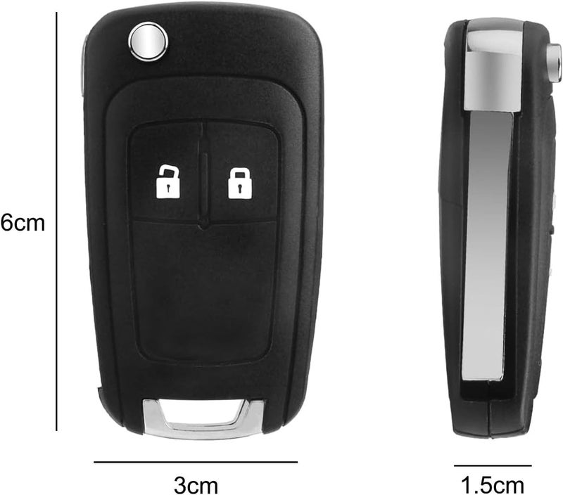 هاري حافظة مفاتيح سيارة بـ 2 زر لطراز Vauxhall Astra، مناسبة لاستبدال وحدات التحكم عن بعد لطرازات Opel وChevrolet وBuick مثل Astra، Insignia، Vectra، Zafira، Meriva، Mokka (عبوة تحتوي على 2 قطعة). - Image 2