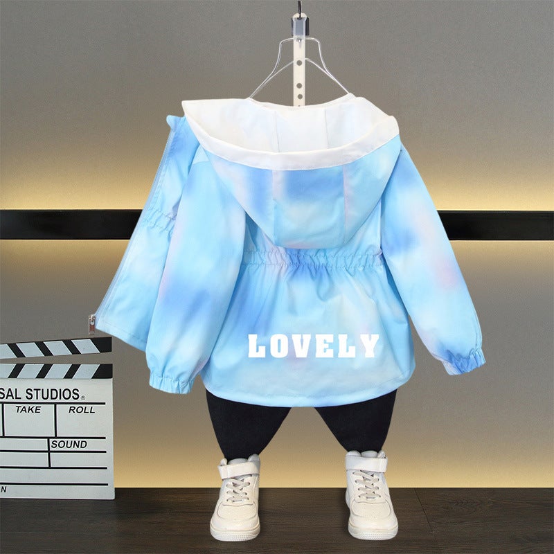 Girls Magic Color Gradient Coat 2025 New Western Style Baby Girls Spring and Autumn Korean Style Coat Childrens Spring Charge Clothes Blue (phantom gradient) 