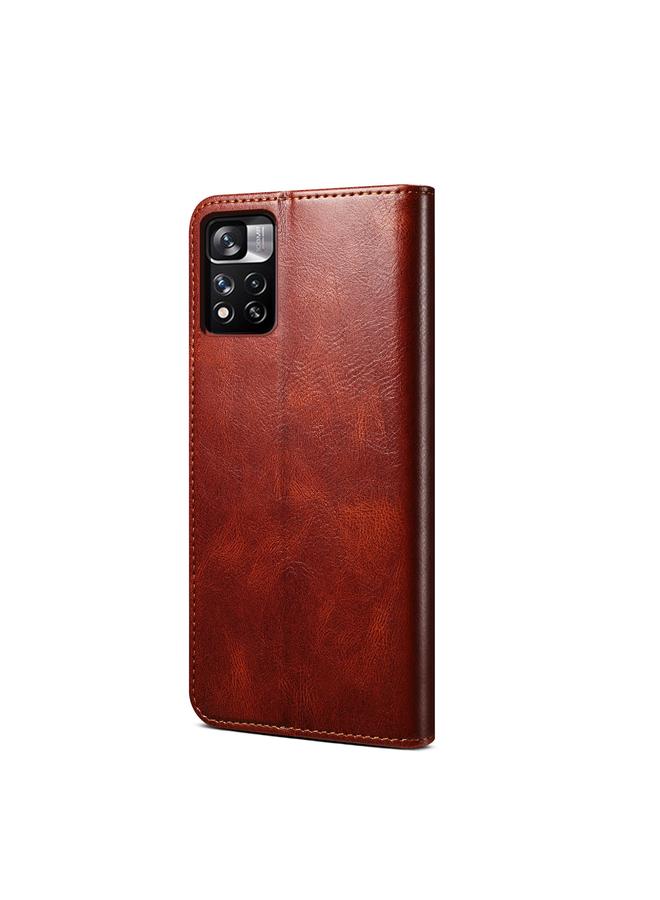 erorex Case For Xiaomi Redmi Note 11 Oil Wax Texture Flip Leather Phone Case with Card Slots & Wallet  - Image 3