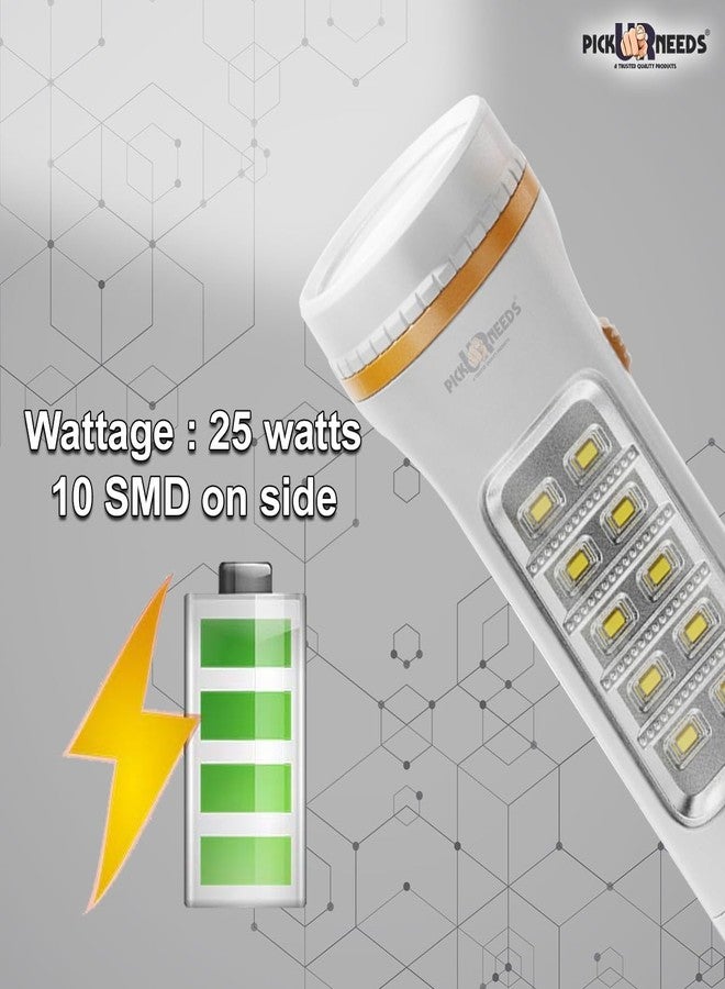 Pick Ur Needs Rechargeable 25W+10 SMD Long Range Torch Emergency Search Light Lamp with Sliding Plug for Charge - Image 5