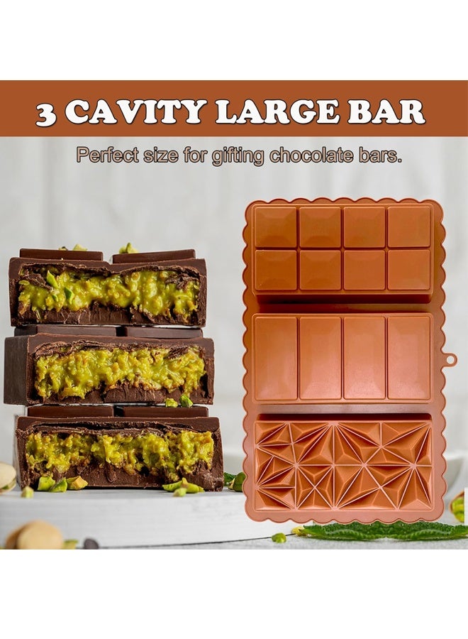Deep Chocolate Bar Mold Pistachio Dubai Chocolate Bar Kit Thick Silicone Molds for Stuffed Bar Large Big Candy Bar Mould for Filling - Image 2