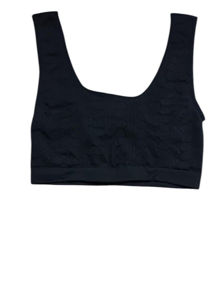 Women's Polyester Non-Wired Soft Tank Top Sports Bra Free Size Black