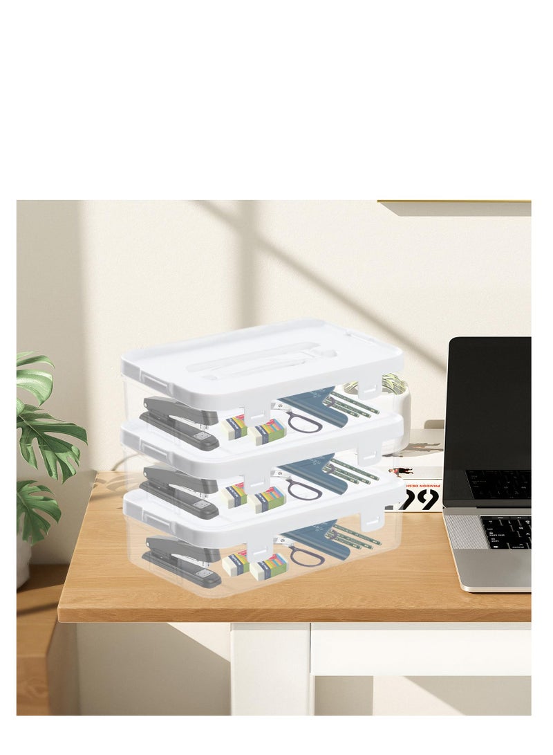 Captaintech 3-Pack Clear Portable Project Case, Plastic Storage Bins with Latching Lids, Stackable Organizer for Files, Photos, Documents, Crafts, and Art Supplies. - Image 5