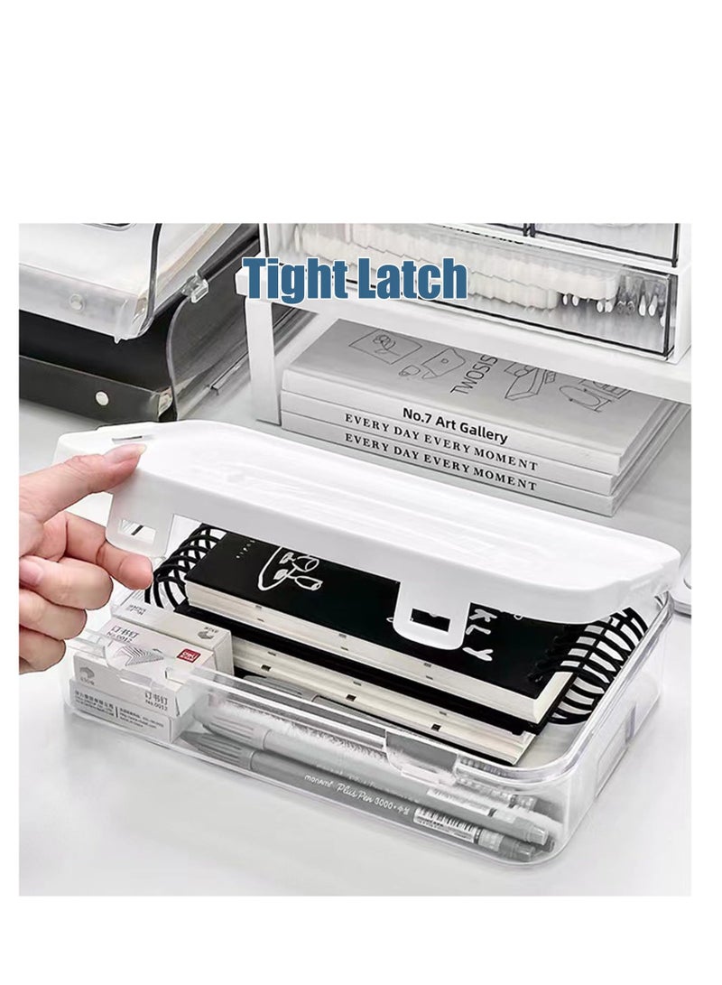 Captaintech 3-Pack Clear Portable Project Case, Plastic Storage Bins with Latching Lids, Stackable Organizer for Files, Photos, Documents, Crafts, and Art Supplies. - Image 4