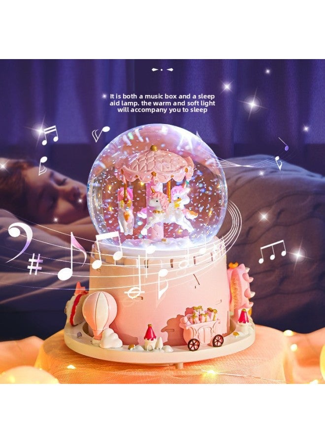 Loquat Crystal Ball Music Music Music Box Girl Princess June 1 Children's Birthday Gift Glass Ball Rotatable Trojan Horse Ornaments-Color:【gift Bag】 Large Size - Unicorn With Light - B 【hot-selling Model】 - Image 4