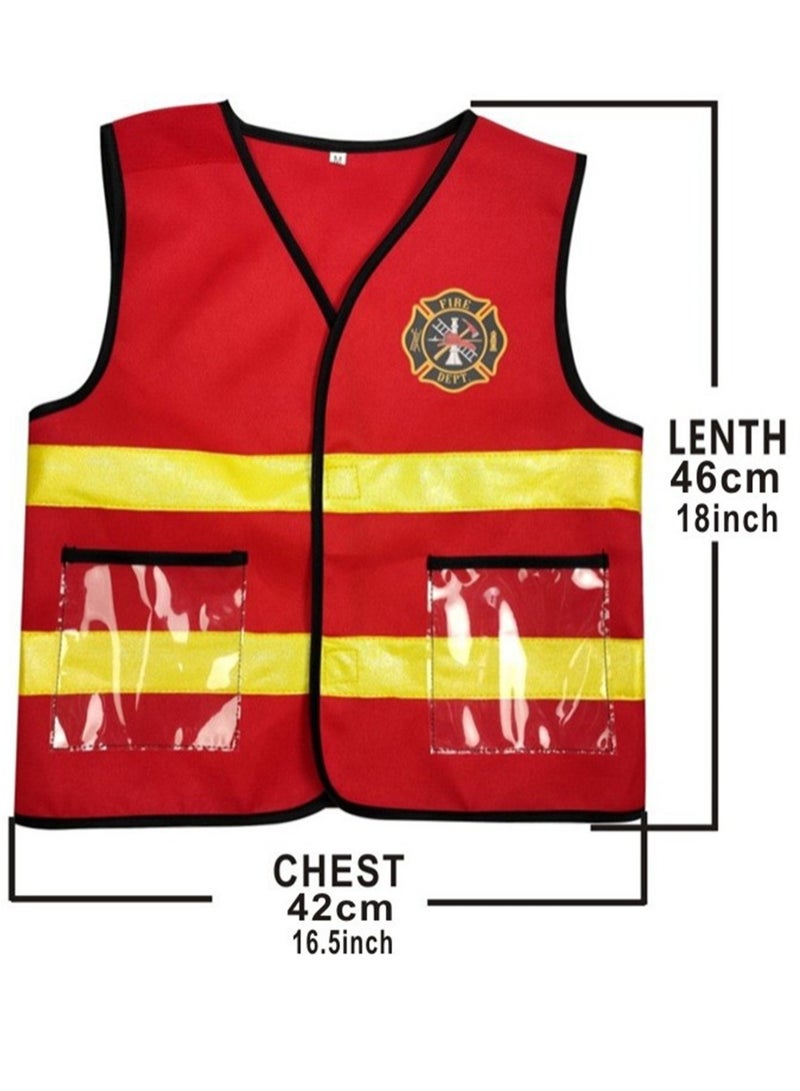 Children's Fire Fighter Vest 6-piece Set Fire Fighting Hero Costume Fire Fighting Toy Stage Dress Up Costume - Image 2