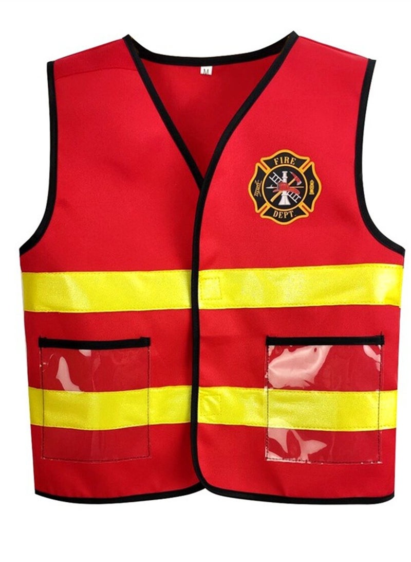 Children's Fire Fighter Vest 6-piece Set Fire Fighting Hero Costume Fire Fighting Toy Stage Dress Up Costume - Image 4