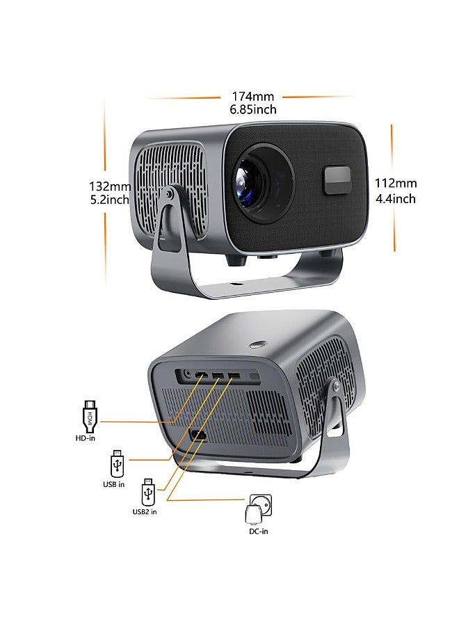 LCD Projector - Support 4K - Support 160 Inches - Portable Projector with Remote Control - 5G Wifi and Bluetooth - Electric Focus - Mobile Home Theater - Movie Projector Compatible with Android/iOS/Windows/TV Stick/PC