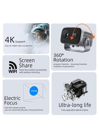 LED Projector - Support 4K - Support 160 Inches - Portable Projector with Remote Control - 5G Wifi and Bluetooth - Electric Focus - Mobile Home Theater - Movie Projector Compatible with Android/iOS/Windows/TV Stick/PC - view 2