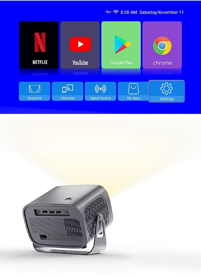 مي فازا - جهاز عرض LCD - يدعم 4K - يدعم 160 بوصة - جهاز عرض محمول مع جهاز تحكم عن بعد - واي فاي 5G وبلوتوث - التركيز الكهربائي - مسرح منزلي متنقل - جهاز عرض أفلام متوافق مع Android / iOS / Windows / TV Stick / PC - Image 1
