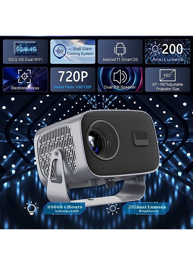 مي فازا - جهاز عرض LCD - يدعم 4K - يدعم 160 بوصة - جهاز عرض محمول مع جهاز تحكم عن بعد - واي فاي 5G وبلوتوث - التركيز الكهربائي - مسرح منزلي متنقل - جهاز عرض أفلام متوافق مع Android / iOS / Windows / TV Stick / PC - Image 1