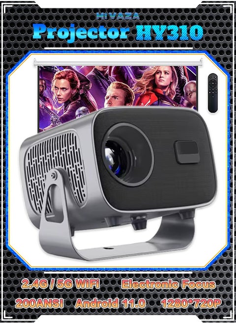 LCD Projector - Support 4K - Support 160 Inches - Portable Projector with Remote Control - 5G Wifi and Bluetooth - Electric Focus - Mobile Home Theater - Movie Projector Compatible with Android/iOS/Windows/TV Stick/PC