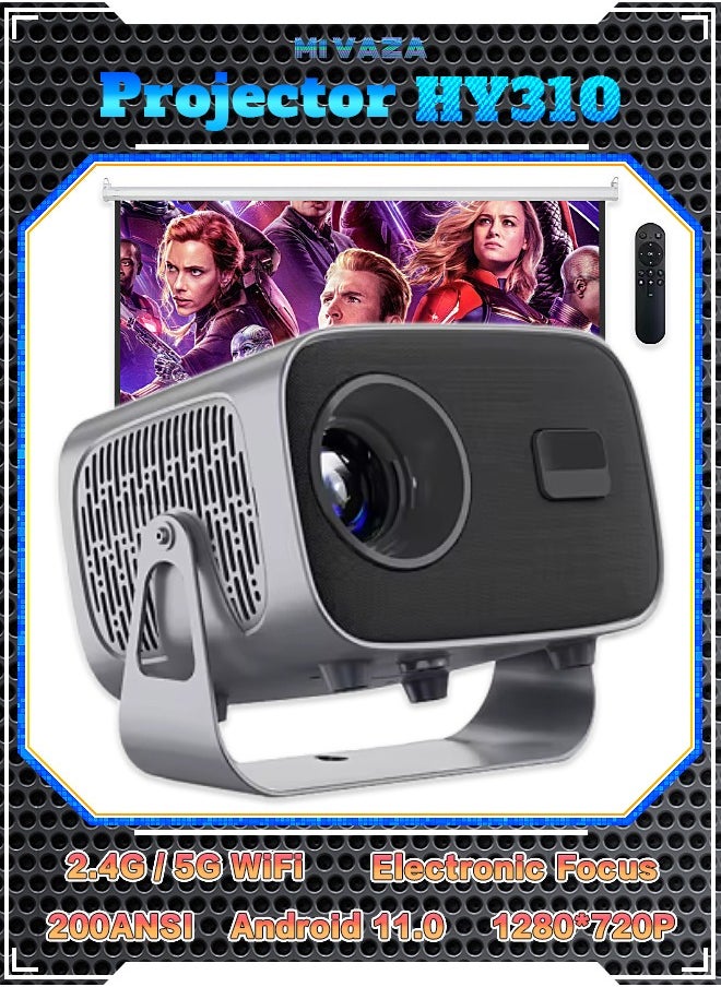 مي فازا - جهاز عرض LCD - يدعم 4K - يدعم 160 بوصة - جهاز عرض محمول مع جهاز تحكم عن بعد - واي فاي 5G وبلوتوث - التركيز الكهربائي - مسرح منزلي متنقل - جهاز عرض أفلام متوافق مع Android / iOS / Windows / TV Stick / PC - Image 1