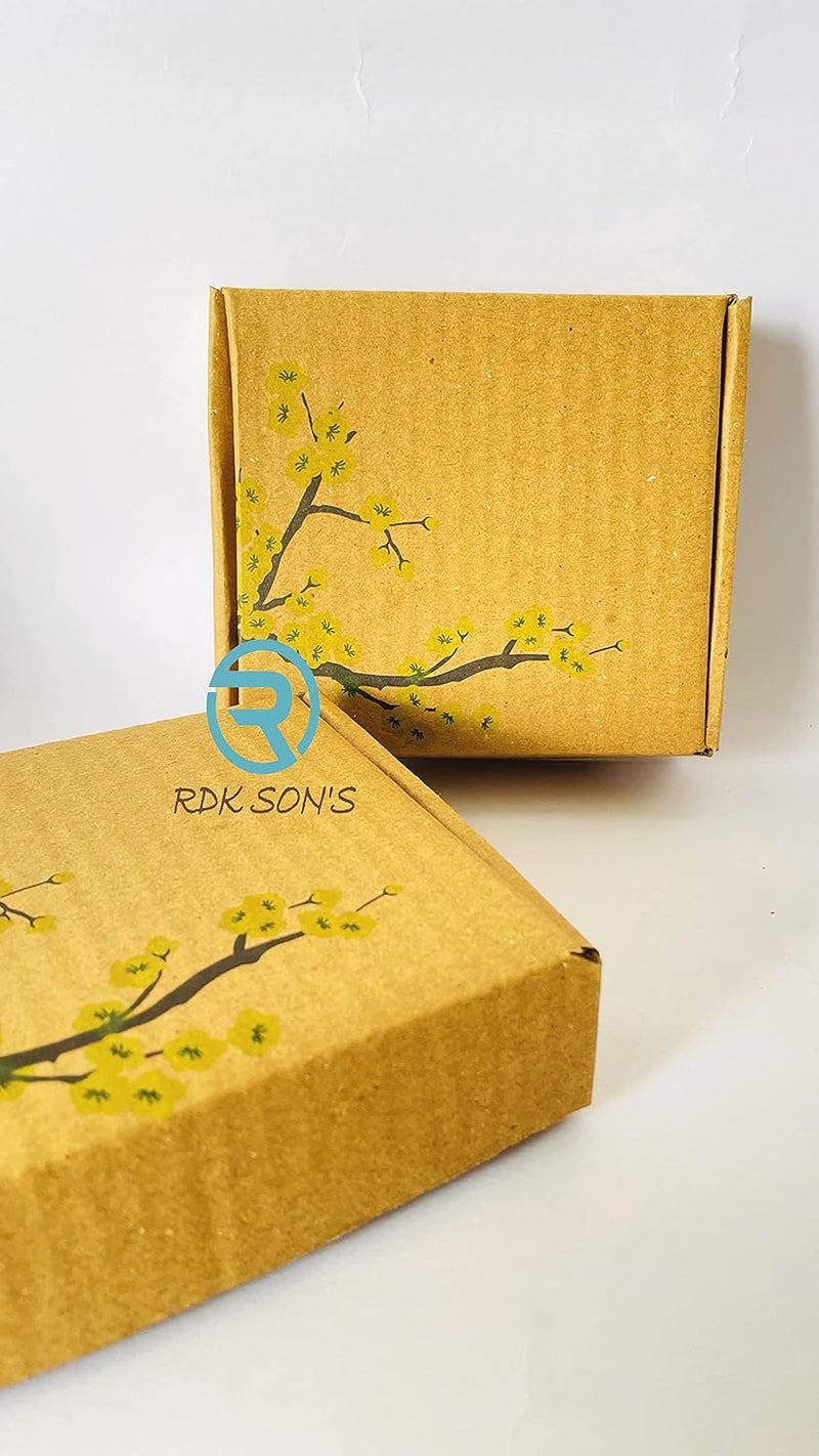 RDKSONS Printed Yellow Floral Design Corrugated Box for Chocolate GiftingStorage BoxSmall GiftingParty Gift boxJewelry PackagingReturn Gifting PackagingCrafts Packaging Pack of 10