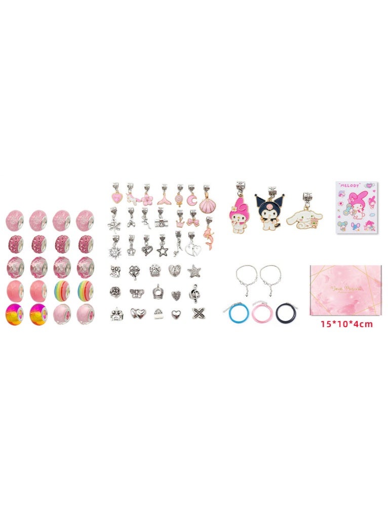 DIY Bracelet Making Kit for Girls, 65 Pcs Charm Bracelets Kit with Beads, Pendant Charms and Bracelets String for Bracelets Craft , Gift Idea for Kids and Girls - Image 2
