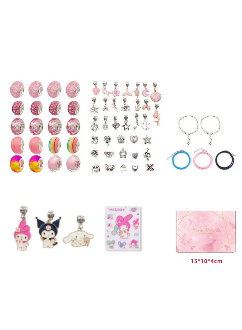 DIY Bracelet Making Kit for Girls, 65 Pcs Charm Bracelets Kit with Beads, Pendant Charms and Bracelets String for Bracelets Craft , Gift Idea for Kids and Girls - Image 1
