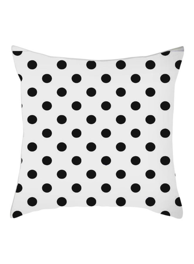 NIBEMINENT Polka Dots Printed Cushion Cover White/Black 45x45cm