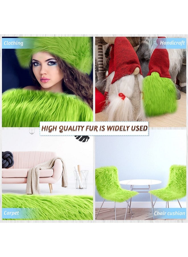 Tatuo Faux Fur Fabric Christmas Fluffy Fuzzy Craft Fake Fur Cuts Shaggy Synthetic Plush Patch Sewing DIY Winter Halloween Costume Gnome Beard Miniature Dolls Rugs Mats Gift(Green,60 x 18 Inch) - Image 3