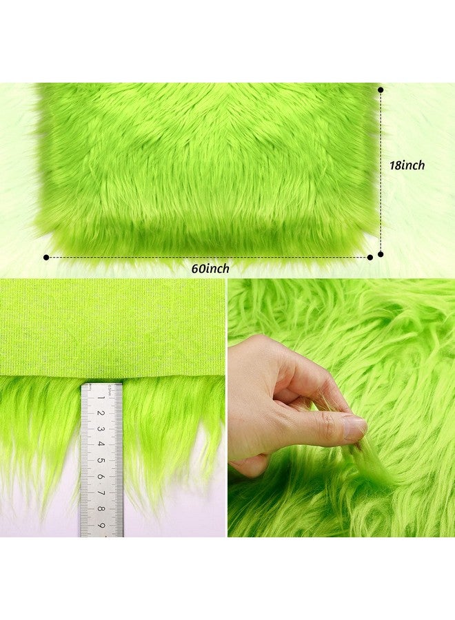 Tatuo Faux Fur Fabric Christmas Fluffy Fuzzy Craft Fake Fur Cuts Shaggy Synthetic Plush Patch Sewing DIY Winter Halloween Costume Gnome Beard Miniature Dolls Rugs Mats Gift(Green,60 x 18 Inch) - Image 4