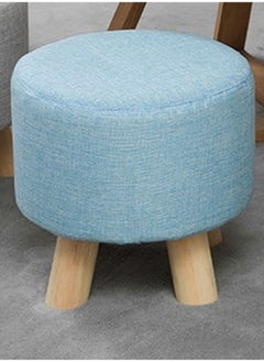 LINGWEI Round Footrest Ottoman Stool Pouffe Chair Change Shoe Stool Feet Rest Stool Fabric Padded Seat Pouf Ottoman Round Fabric Padded Seat  - Image 3
