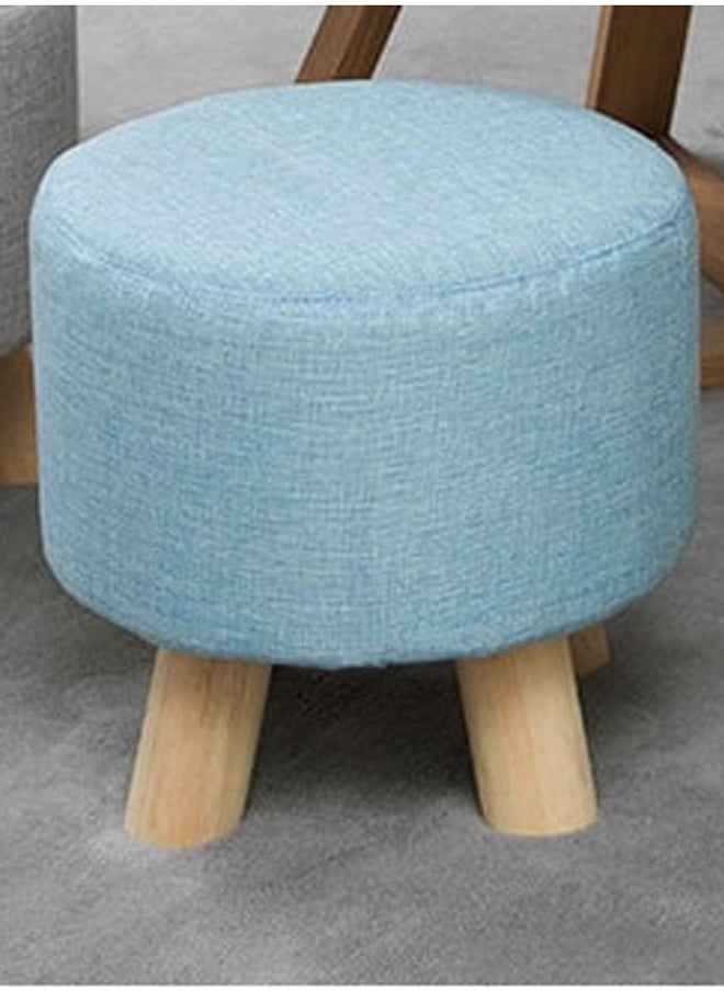 LINGWEI Round Footrest Ottoman Stool Pouffe Chair Change Shoe Stool Feet Rest Stool Fabric Padded Seat Pouf Ottoman Round Fabric Padded Seat  - Image 3