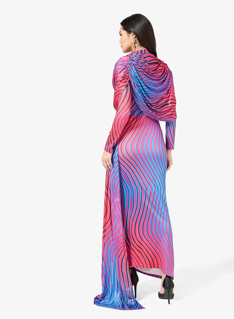 Virgos Lounge Fikayo High Neck Draped Bodycon Maxi Dress