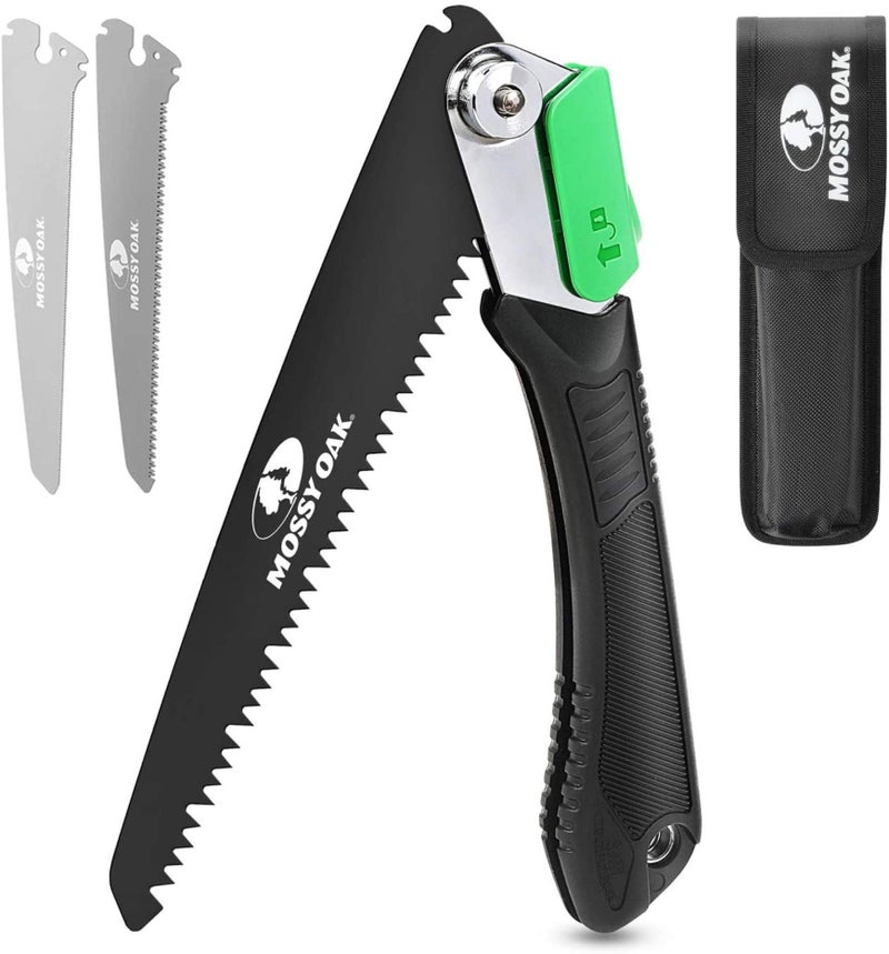 MOSSY OAK 3 in 1 Folding Saw, Pruning Hand Saw with Wood, Metal and PVC Blade, Camping Saw for Backpacking, Hunting and Bushcraft, Pouch Included - Image 1