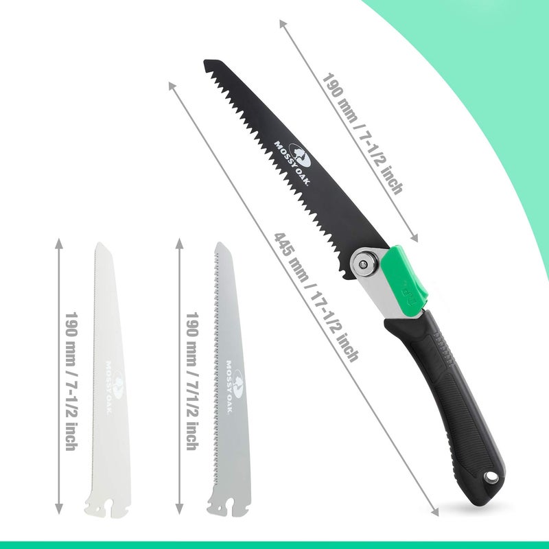 MOSSY OAK 3 in 1 Folding Saw, Pruning Hand Saw with Wood, Metal and PVC Blade, Camping Saw for Backpacking, Hunting and Bushcraft, Pouch Included - Image 4