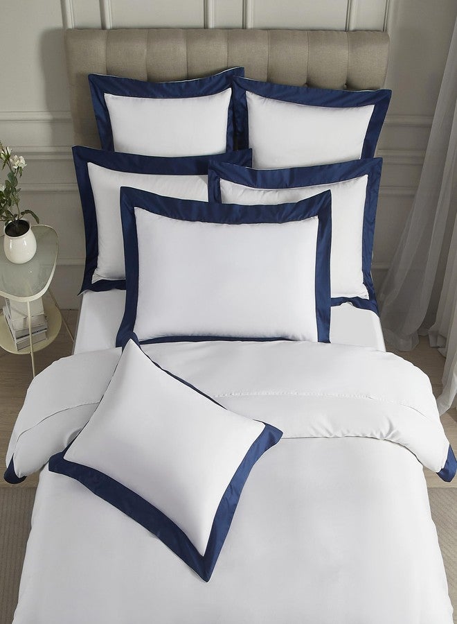 Ranznaz White Pillow Shams King Size Set of 2, 100% Cotton Hotel Luxury Decorative Pillow Sham with Navy Border, Sateen Weave Soft Smooth Breathable Elegant Pillowcases for Bedding, 20x36 Inches - Image 2
