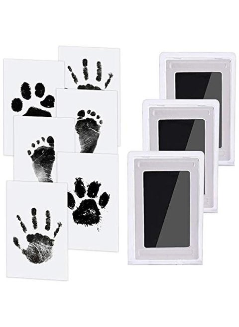 Baby Handprint And Footprint Kit - 3 Baby Handprint Ink Pads, 6 Imprint Cards, Pet Paw Print, Inkless Print Kit