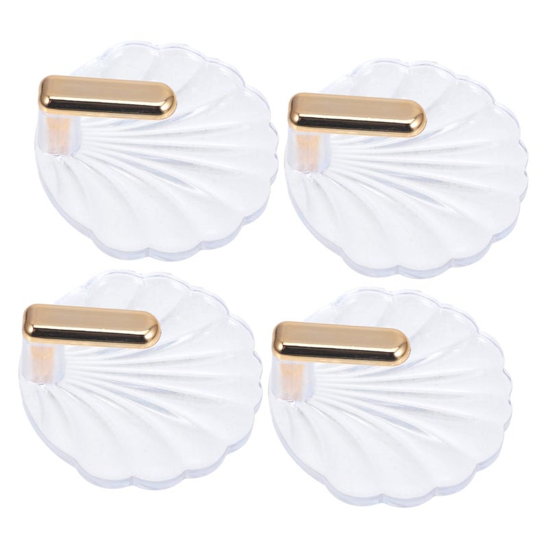 Self Adhesive Wall Hooks Transparent Gold Sea Shell Design for Keys Towels Bathroom Kitchen - Image 2
