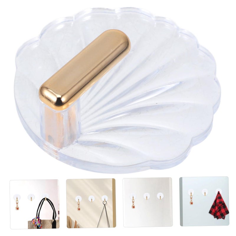 Self Adhesive Wall Hooks Transparent Gold Sea Shell Design for Keys Towels Bathroom Kitchen - Image 5