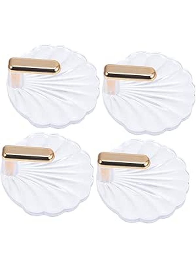 Self Adhesive Wall Hooks Transparent Gold Sea Shell Design for Keys Towels Bathroom Kitchen - Image 1